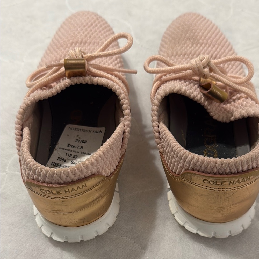 Cole Haan Women's Blush and Metallic Gold Sneakers